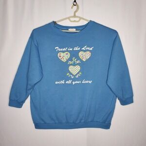 Roamans Vtg Christian Sweatshirt 1X Relaxed Jesus Grandmacore Church Cottagecore
